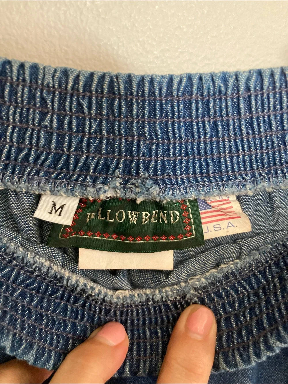 Willowbend Vintage Cotton Elastic-Waist Tiered Denim Maxi Skirt, Size Medium